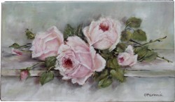 Original Painting on Panel - Pink Vintage Laying Roses - Postage is included Australia Wide