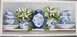 Original Painting on Panel - Blue & White China on a Shelf  sold