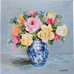 Original Painting on Canvas - Fresh Market Flowers - 35 x 35cm