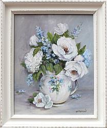 Original Painting - White Garden Roses - FREE POSTAGE Australia wide