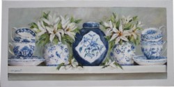 Original Painting on Panel - Blue & White China with Lillies- Postage is included Australia Wide