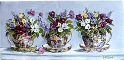 3 Chintz Cups - Original Painting - Postage is included Australia wide