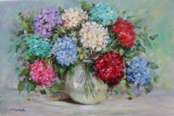 Original Painting on Panel - Colourful Hydrangeas - Postage is included Australia Wide