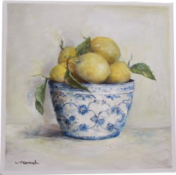 Original Painting on Panel - Lemons in a Blue & White Bowl - sold