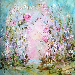 Original Painting on Panel - Abstract Enchanted Flower Forest - sold