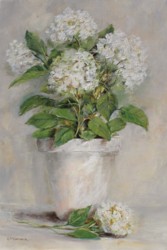 Original Painting on Panel - White Love Hydrangeas - Postage is included Australia Wide