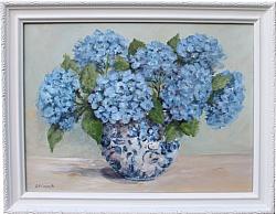 Original Painting - Blue Hydrangea Love - Postage is included Australia Wide
