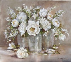 Original Painting - Whites on Linen - postage is included Australia wide