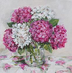 Original Painting on Canvas - Hydrangeas to make you smile - postage included Australia wide