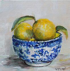 Original Painting on Canvas - Lemons in B & W - 20 x 20cm series