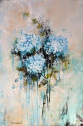 Original Painting on Panel - Blue Hydrangea Love - sold