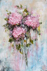 Original Painting on Panel - Pink Hydrangea Love - sold