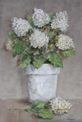 Original Painting on Panel - White Hydrangeas on linen SOLD