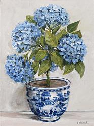 Original Painting on Canvas - Hydrangea Topiary in B & W - postage included Australia wide