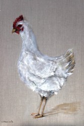 Original Painting on Panel - My White Hen - sold
