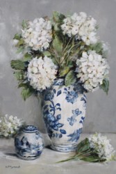 Original Painting on Panel - Hydrangeas with Blue & White China - Postage is included Australia Wide