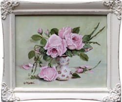 Original Painting - Laying Roses on a Cake Stand - FREE POSTAGE Australia wide