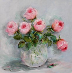 Original Painting on Panel - Blushing Roses - Postage is included Australia Wide