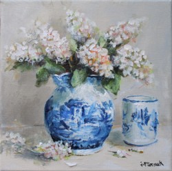 Original Painting on Canvas - Still Life Blue & Whites - 20 x 20cm series