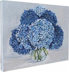 ORIGINAL Painting on Canvas - Assorted Blue Hydrangeas - postage included Australia wide