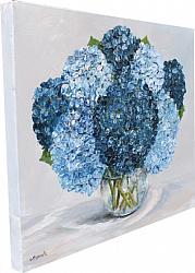 ORIGINAL Painting on Canvas - Range of Blue Hydrangeas - postage included Australia wide