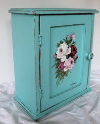 Hand Painted - Timber Cupboard (aqua) - Postage is included Australia wide