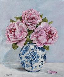ORIGINAL Painting on Canvas - Favourite Peonies -Postage included Aus wide