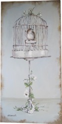 Original Painting on Canvas -The Vintage Bird Cage - Postage is included Australia Wide