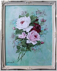 Framed Print - Bouquet of Roses Aqua Toned background - Postage is included Australia wide