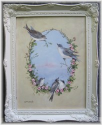 Original Painting - Vintage Inspired Birds - Postage is included Australia wide