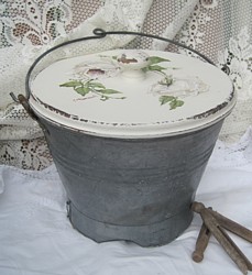 Tin Pail with Hand Painted Lid - Postage is included Australia Wide