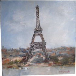 Original Painting on Canvas - The Eiffel Tower - Postage is included Australia wide