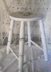 Hand Painted Timber Stool with round top