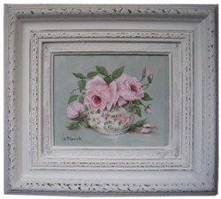Original Painting - Pair of Pink Roses in a Chintz Bowl - FREE POSTAGE Australia wide