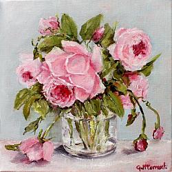 Original Painting on Canvas - Vintage Pink Roses - 20 x 20cm series - SOLD OUT