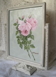 Original Painting - Pink Roses in a Vintage Swing Frame - Postage is included in the price Australia Wide