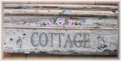 Original Painting - "COTTAGE"on Red Pine Timber Architrave - Postage is included AUSTRALIA wide
