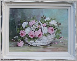 Original Painting - Blooms in a Basket - Pick Up Only