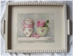 Tea Cups on a Vintage Tray - Postage is included Australia Wide