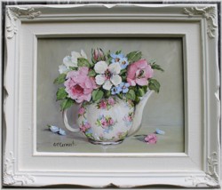 Original Painting - "Blooms in a Tea Pot" - FREE POSTAGE Australia wide