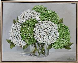 FRAMED - Green and White Hydrangeas - Postage is included Australia wide
