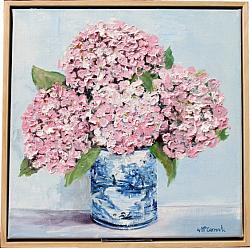 FRAMED - Textured Hydrangeas in Blue & White - Postage included Australia wide