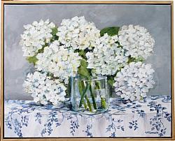 Original Painting - Beautiful White Hydrangeas - Postage is included Australia Wide