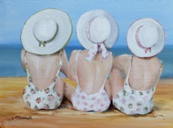 Original Painting on Canvas - 3 Friends at The Beach - Postage is included Australia Wide