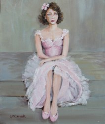 Original Painting on Canvas -"The Pink Gown" - Postage is included Australia Wide