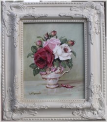 ORIGINAL Painting - Favourite Roses in a Tea Cup - FREE postage Australia wide