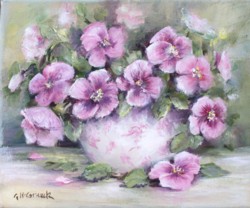 Original Painting on Canvas -"Pansies" - Postage is included Australia Wide