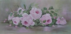 Original Painting on Canvas -"Blooming Pink Resting Roses" - Postage is included Australia Wide