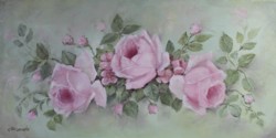 Original Painting on Canvas -"Floating Rose Blooms" - Postage is included Australia Wide