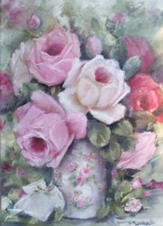 Original Painting on Canvas - "Blooming Roses" - Postage is included Australia Wide